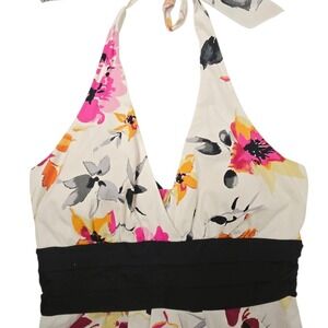 Speechless Floral Halter Dress Size 13 White Pink Orange Black‎ Sash Mini Summer